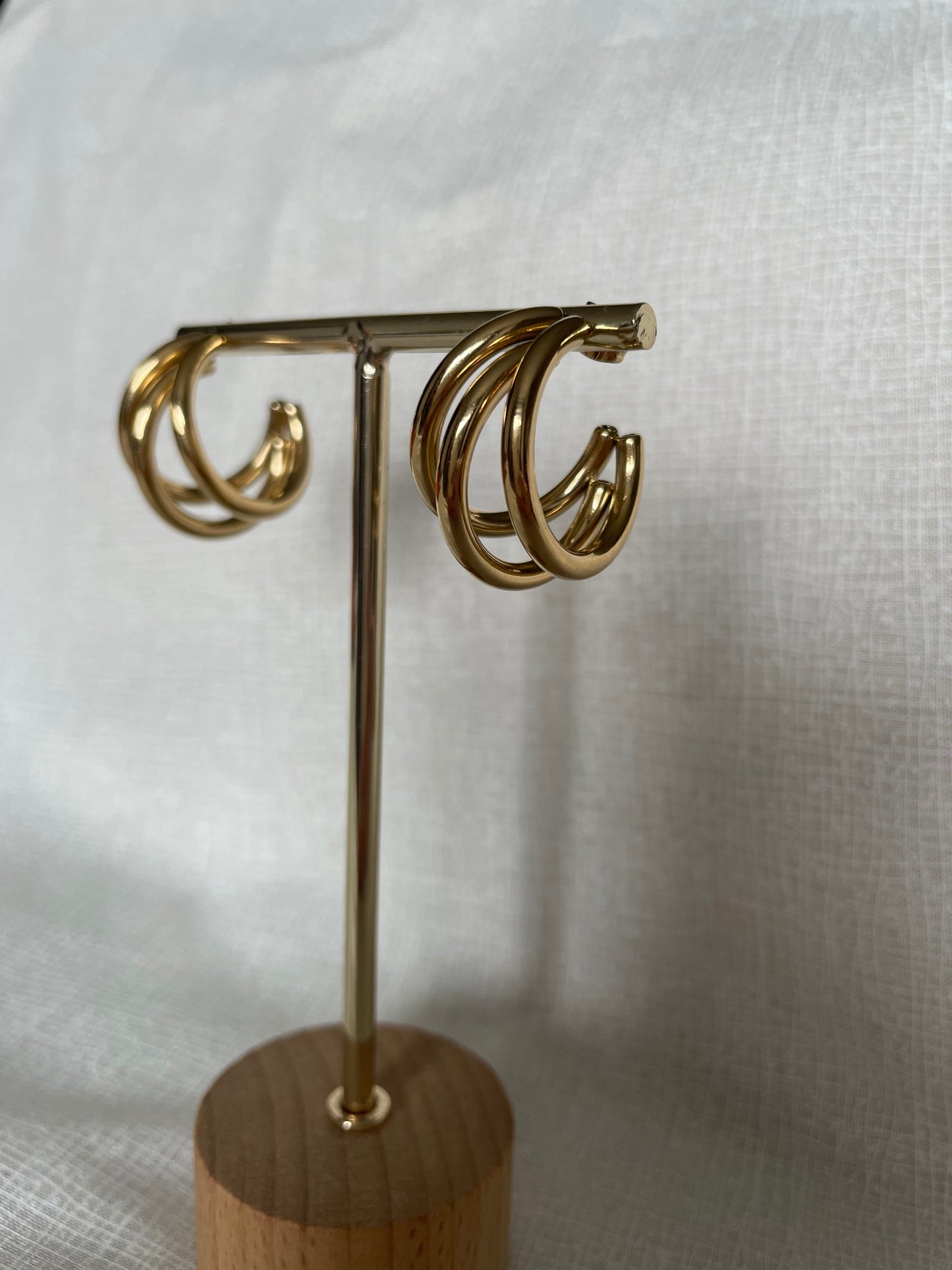 “Etain” triple gold hoop earrings