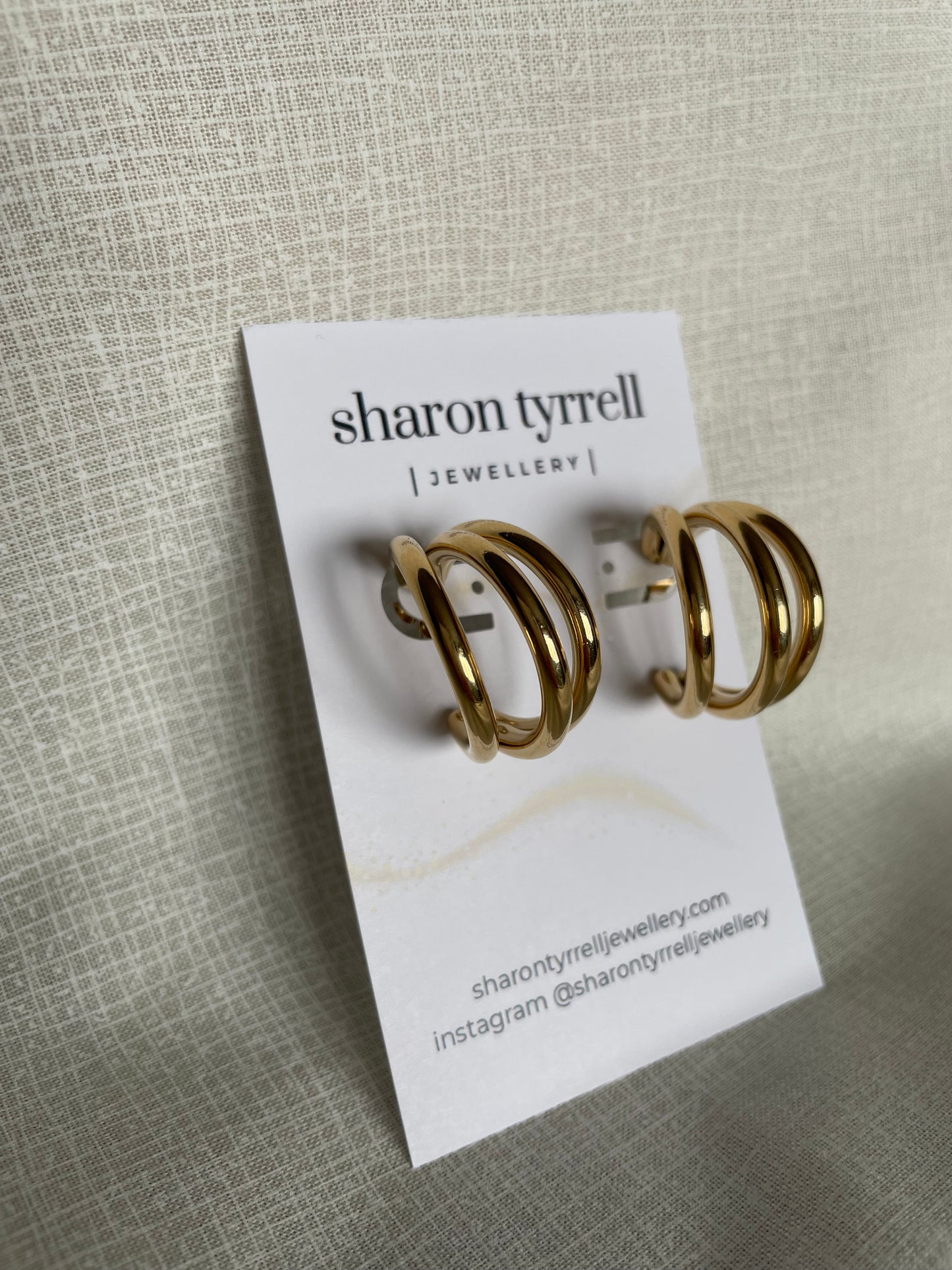 “Etain” triple gold hoop earrings