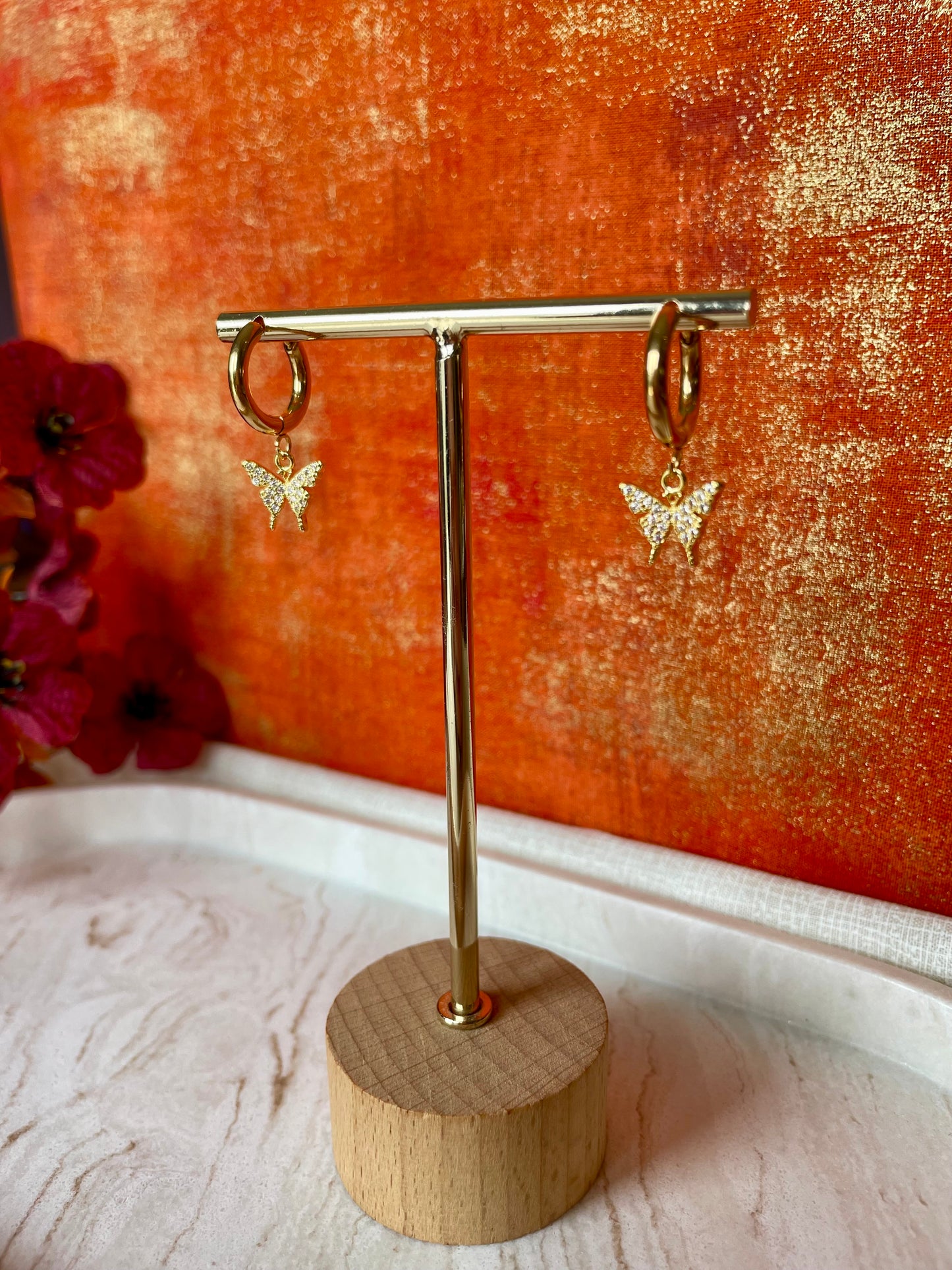 “Eimear” butterfly charm earrings