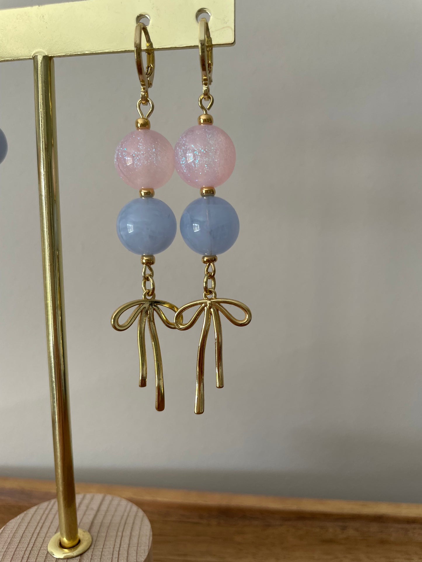 Blush & Blue Bow Earrings