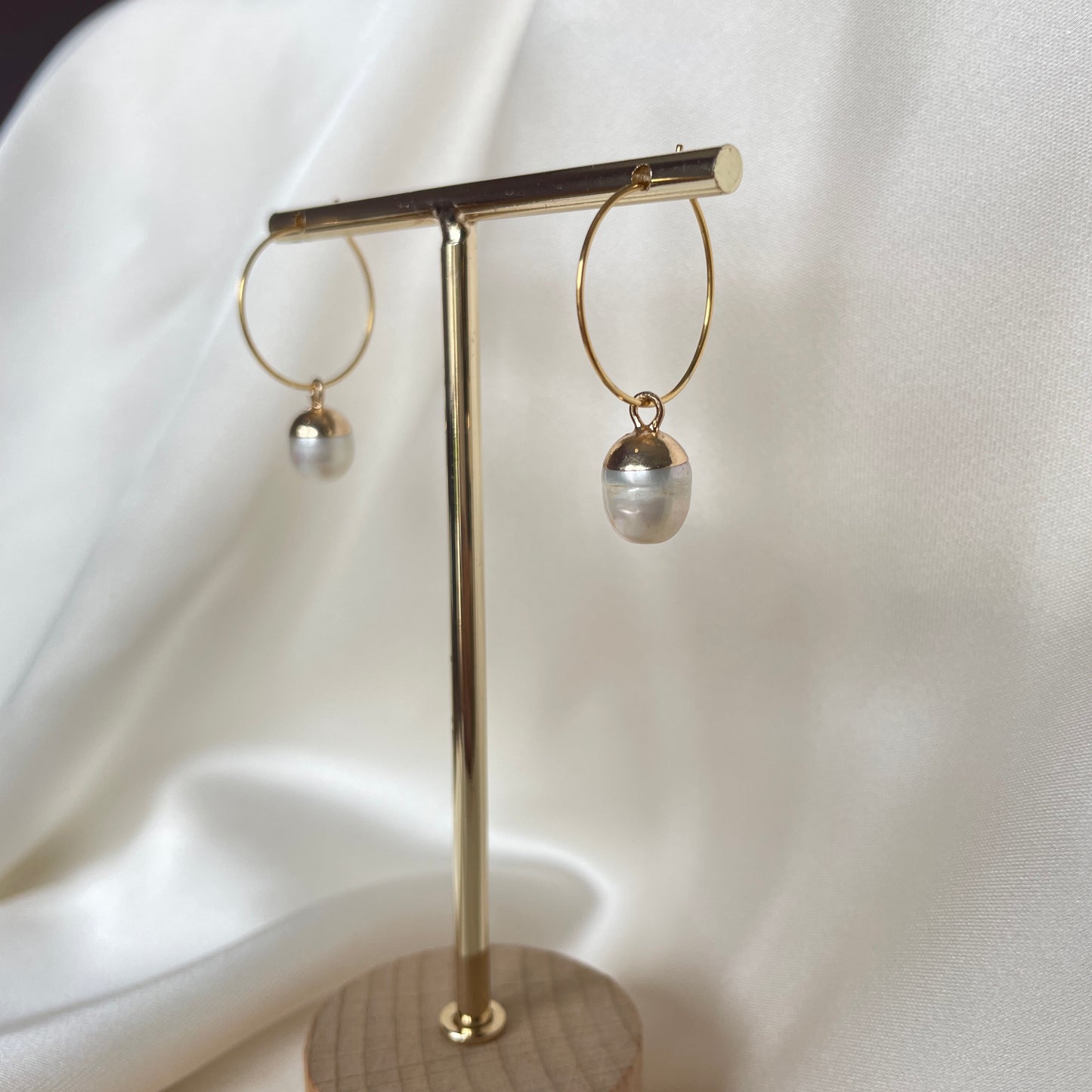 "Enya" Freshwater Pearl charm gold earrings