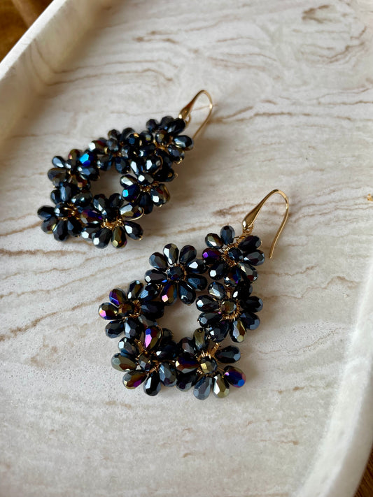 “Caitlin” Midnight Blue beaded earrings