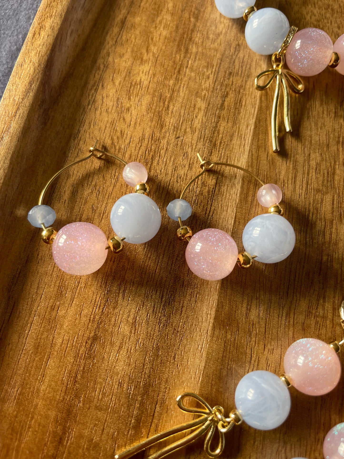 Blush & Blue hoop Earrings