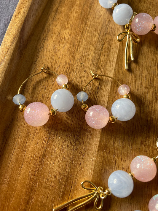 Blush & Blue hoop Earrings