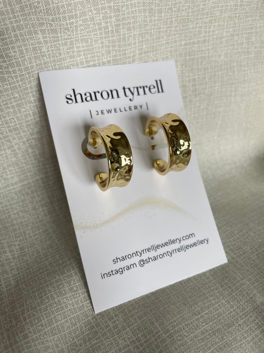 “Aifric” hammered gold hoop earrings