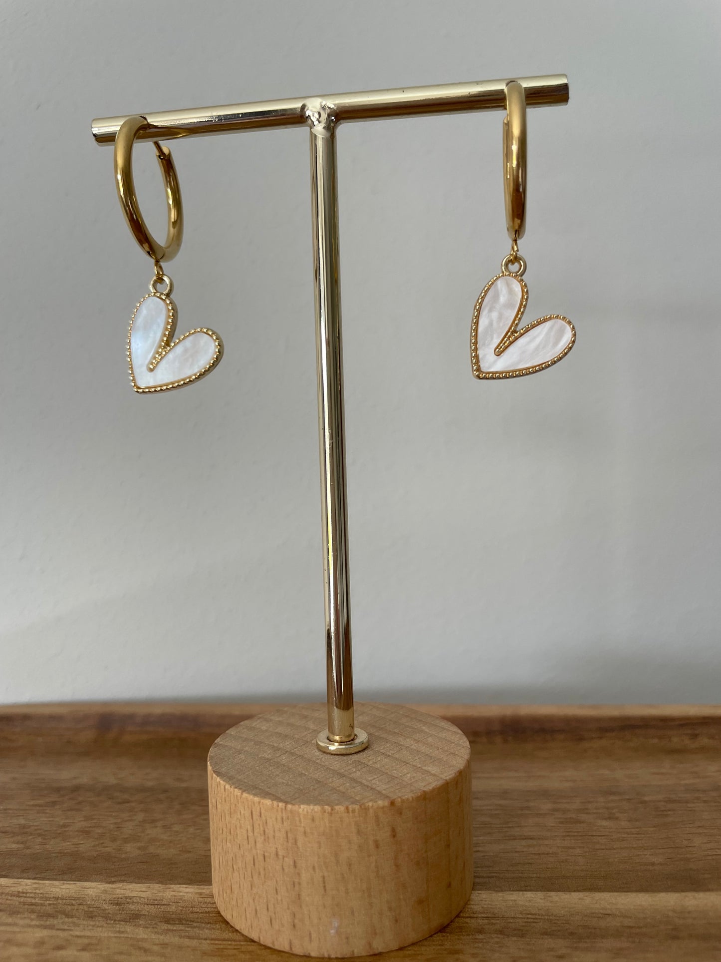 White Heart Charm Earrings