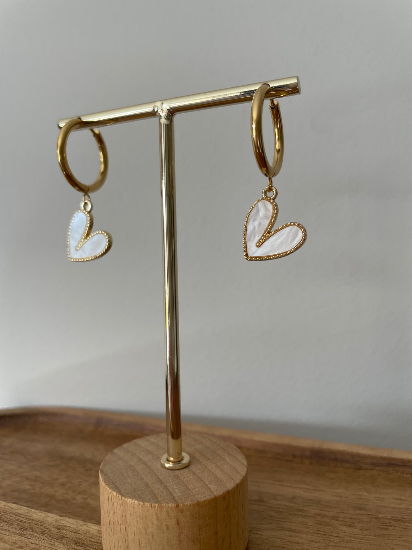 White Heart Charm Earrings