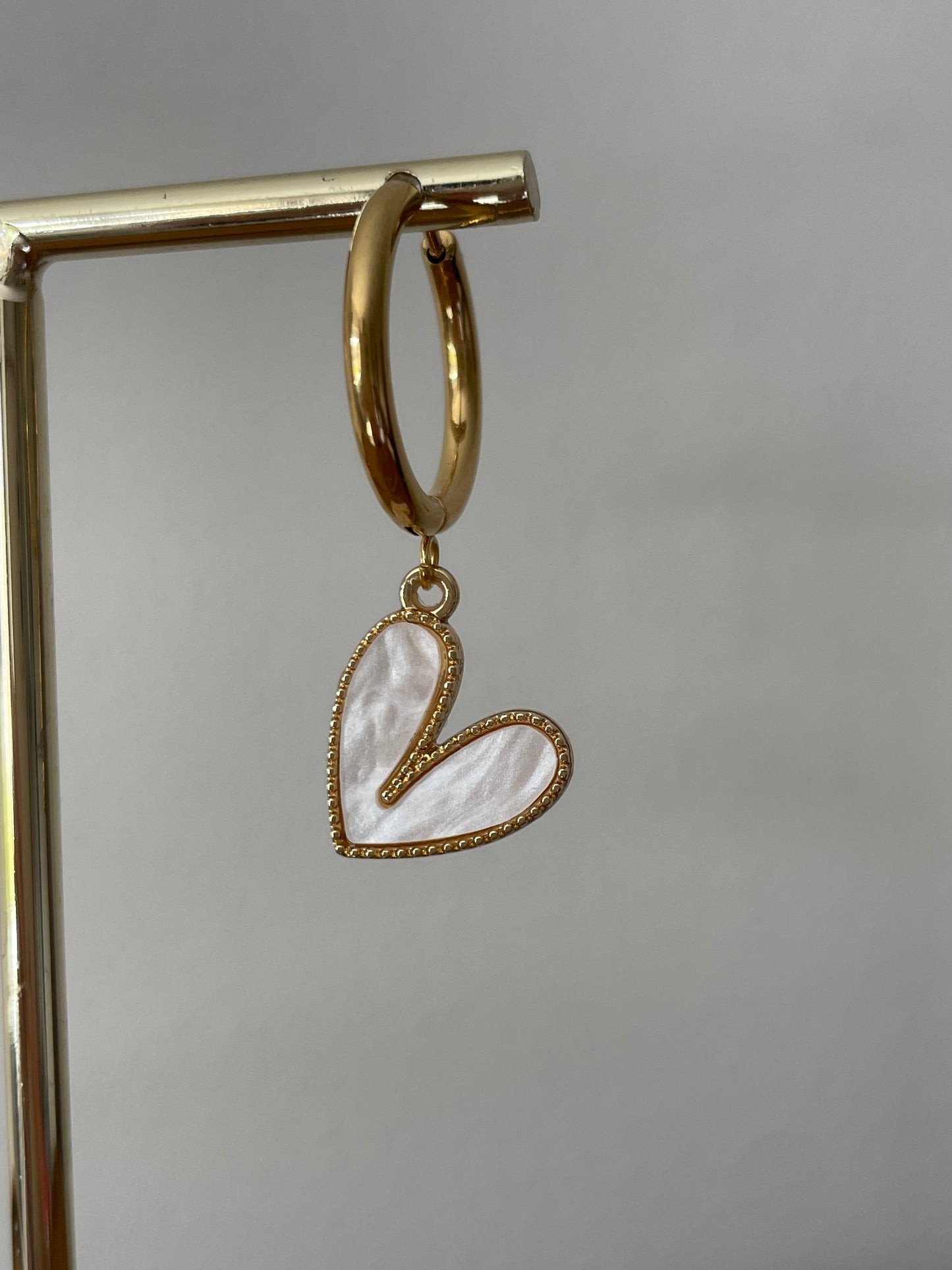 White Heart Charm Earrings