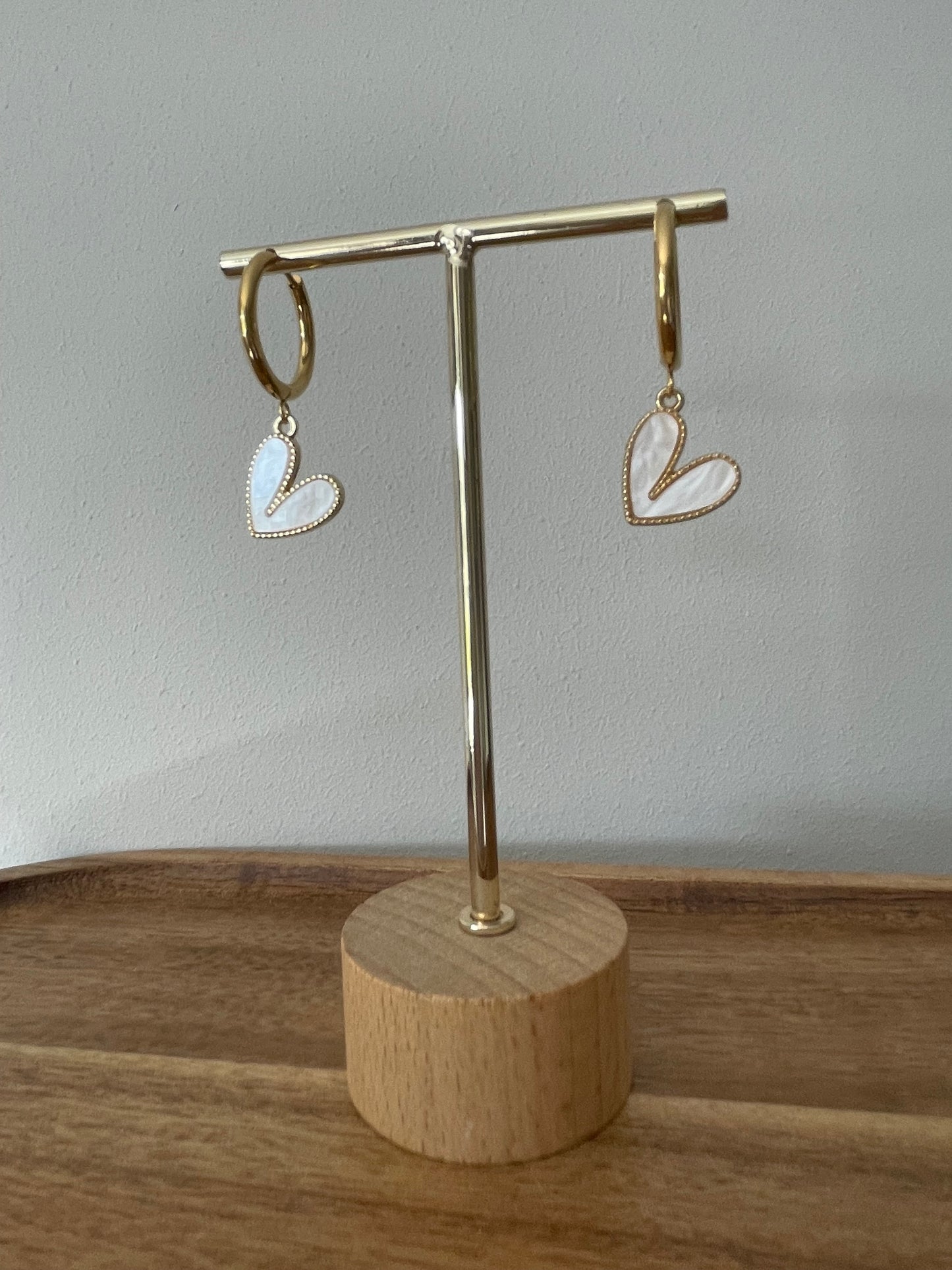 White Heart Charm Earrings