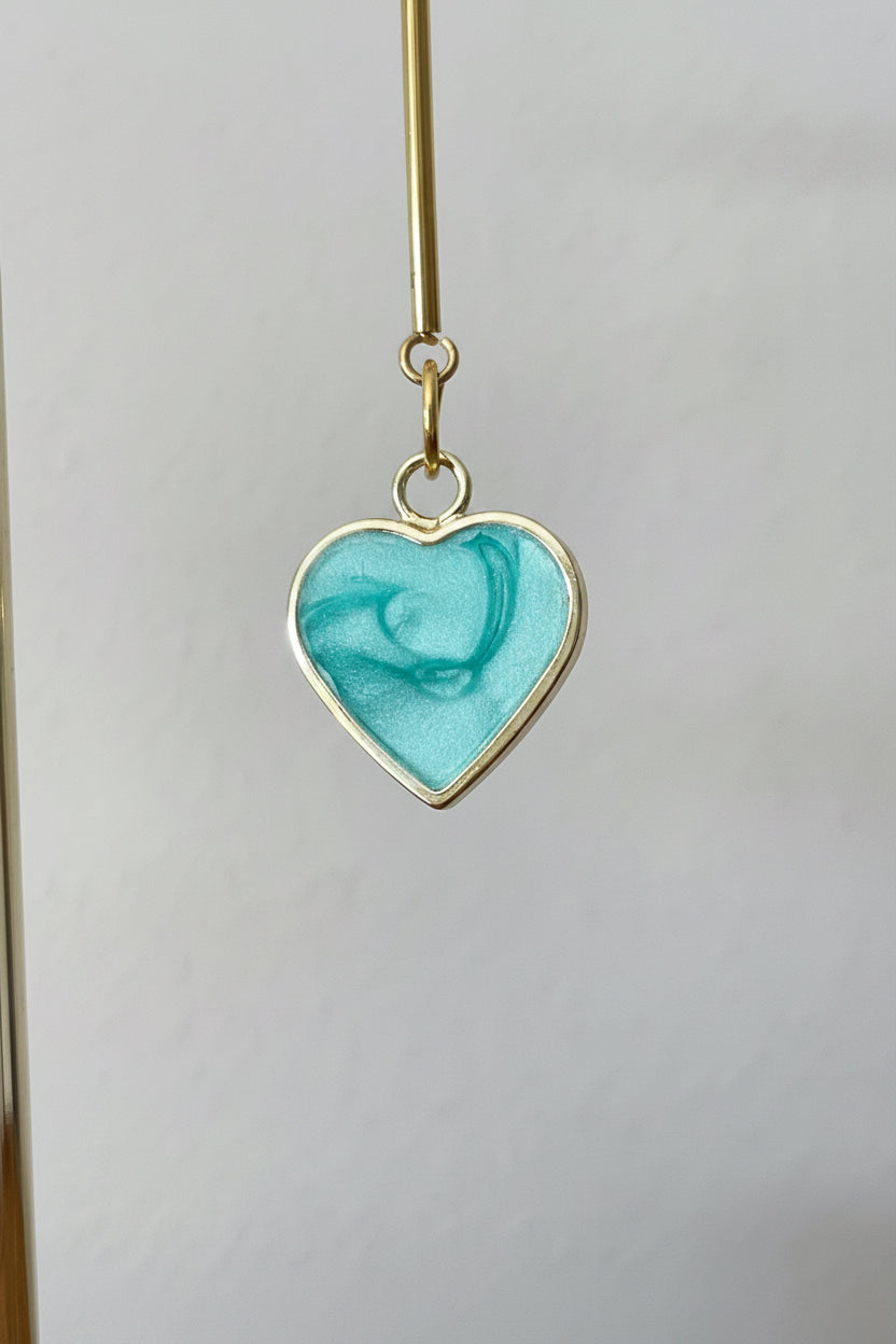 Aqua Heart Bar Earring