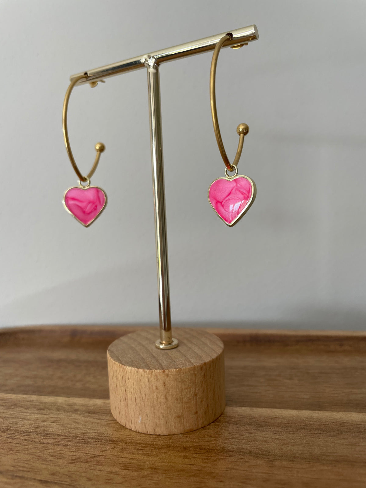 Pink Heart Charm Earring