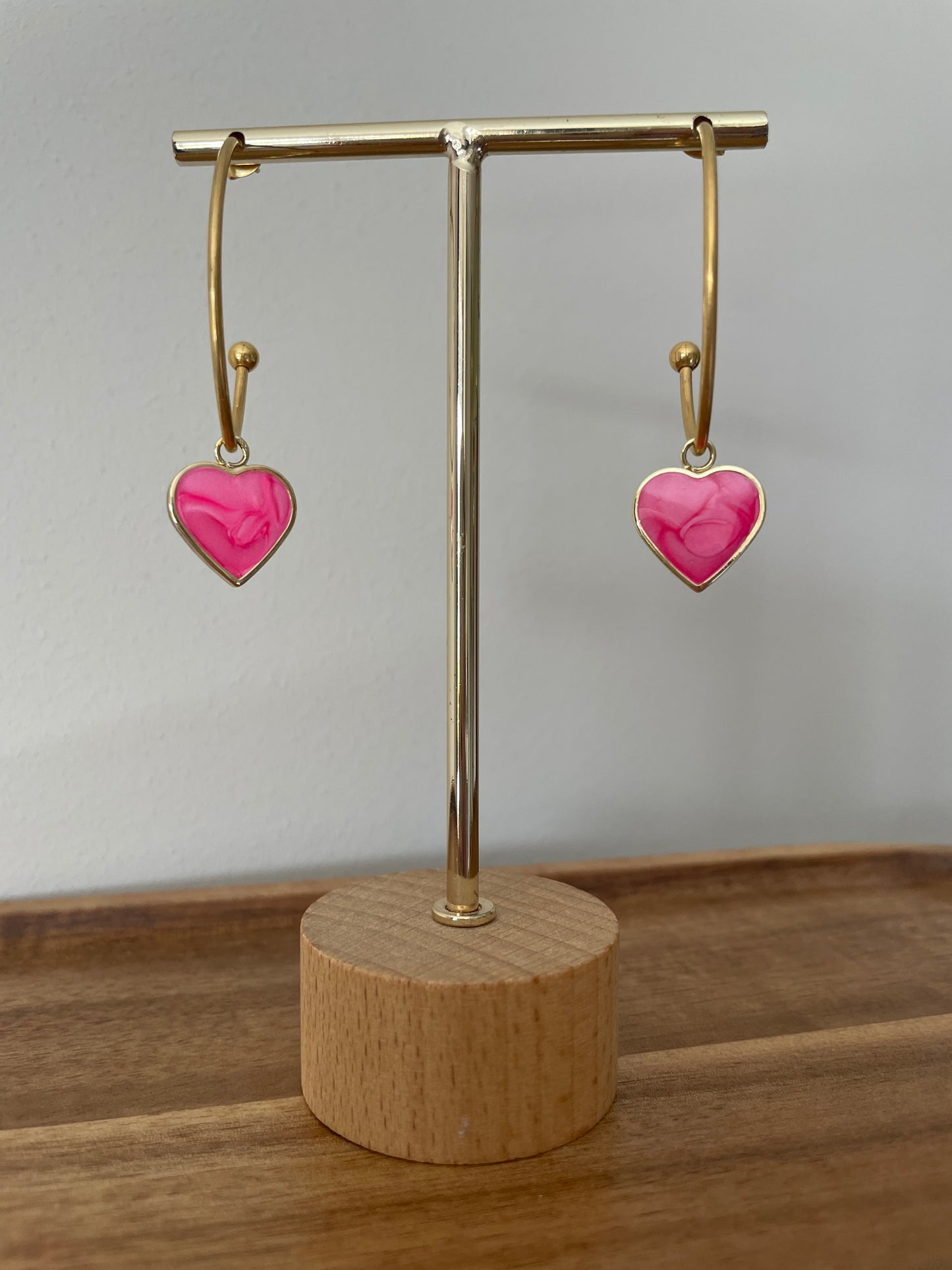 Pink Heart Charm Earring