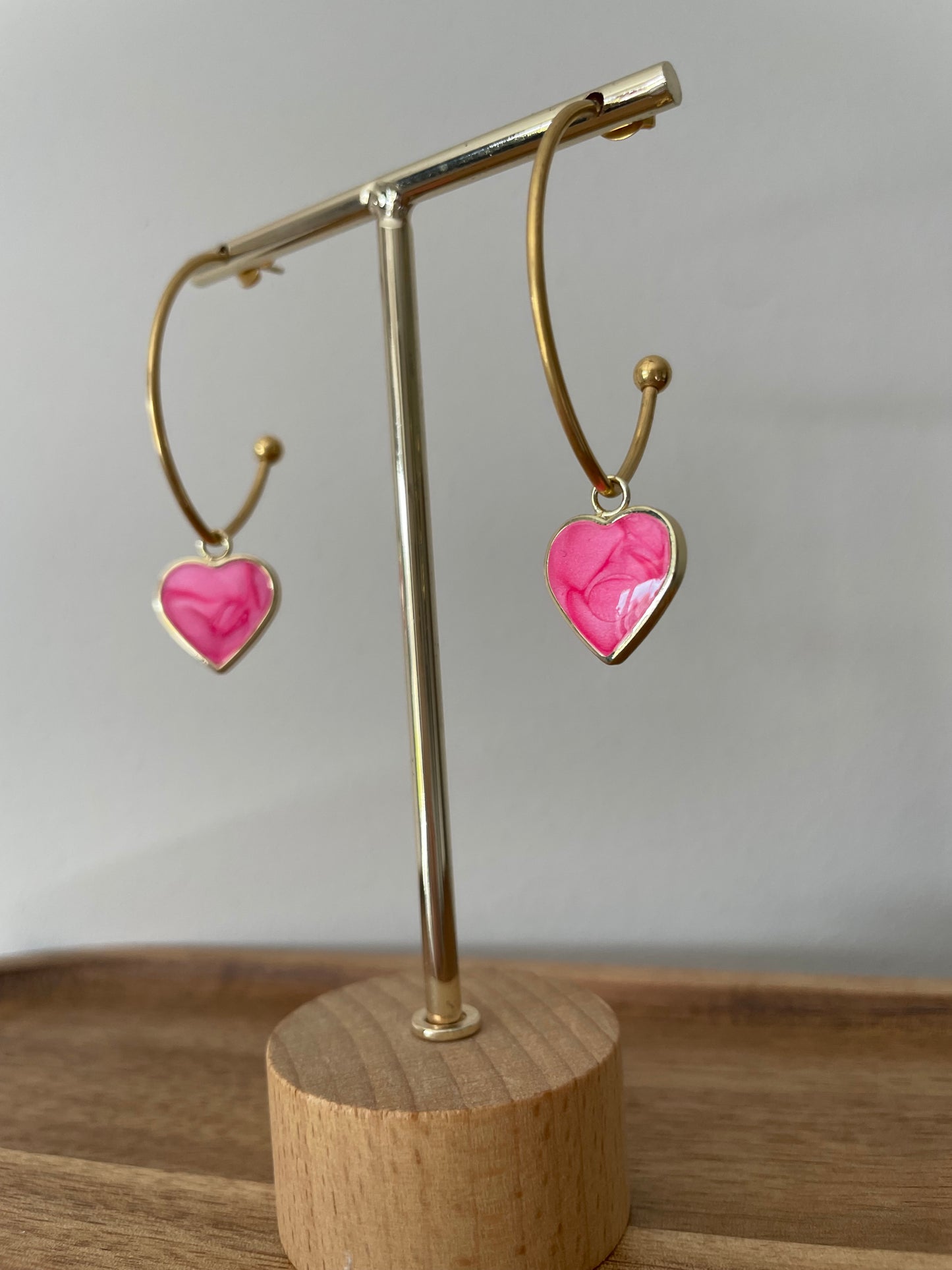 Pink Heart Charm Earring