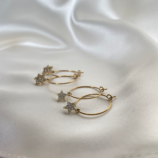 "Teagan" Gold star hoop earrings