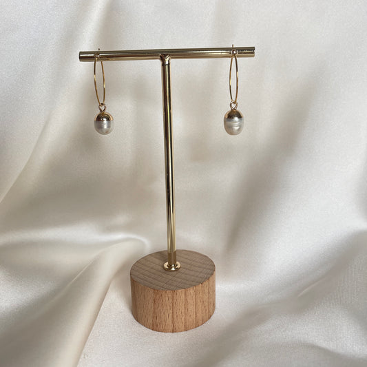 "Enya" Freshwater Pearl charm gold earrings